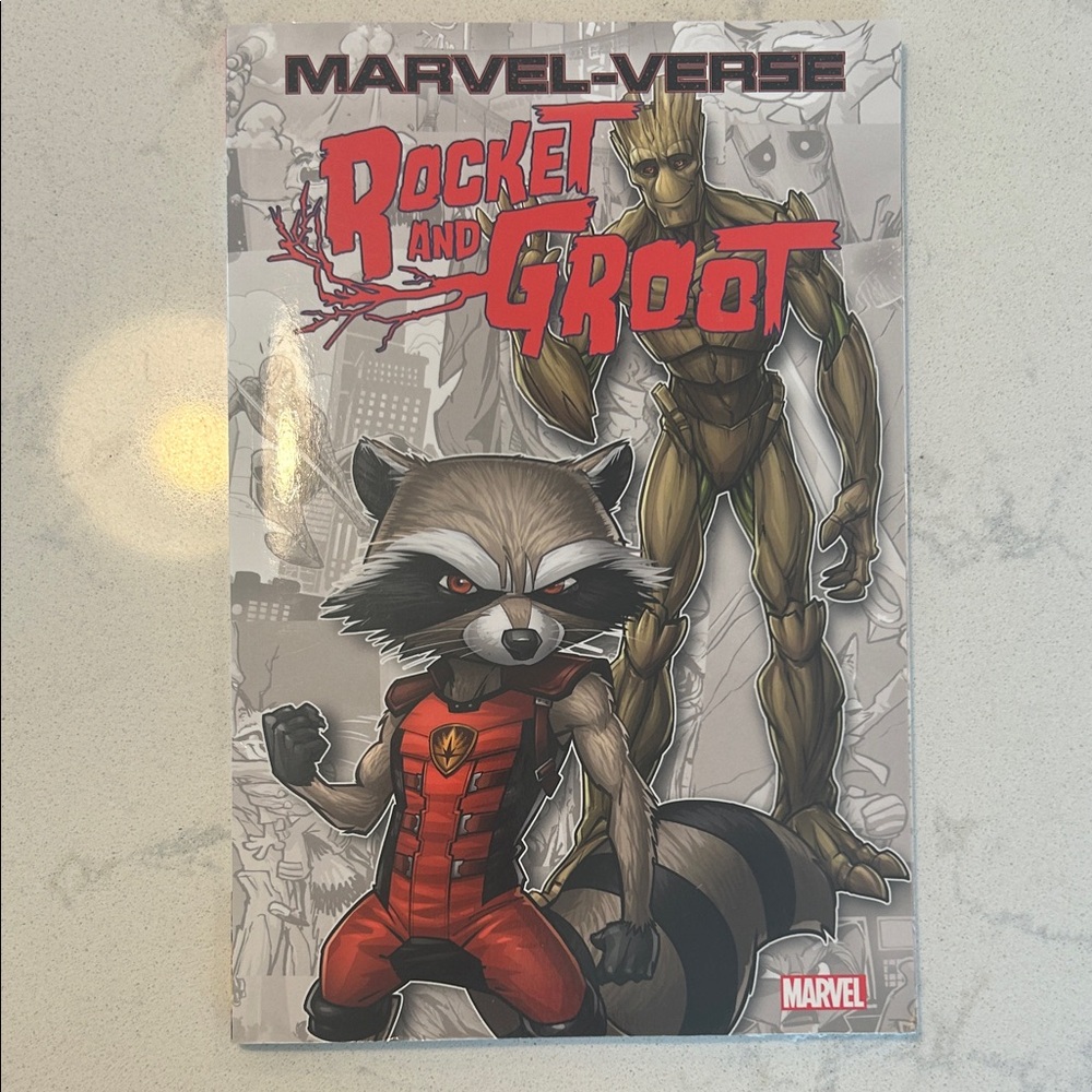 Marvel Rocket and Groot Comic with Red and Brown Cover